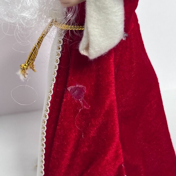 Vintage Christmas Santa Claus Tree Topper 9" Red Velvet Robe Saint Nick Holiday - Picture 3 of 8